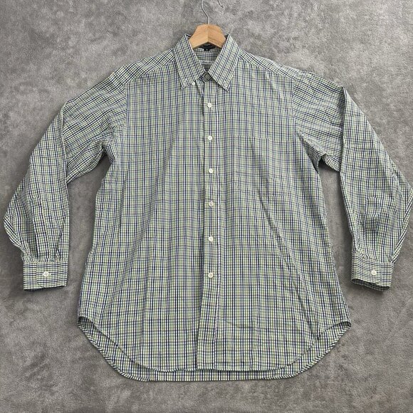 BERGDORF GOODMAN Shirt Mens Small Plaid Long Sleeve Button Up Casual Preppy - Picture 1 of 10